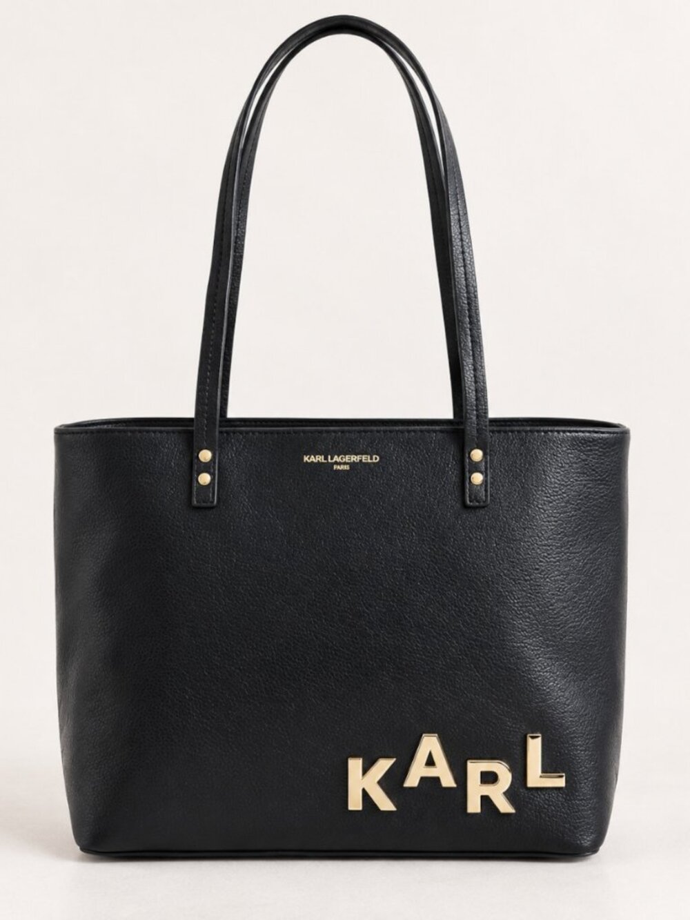 Karl Lagerfeld Paris Maybelle Tote Black Gold Logo NWT MSRP $228